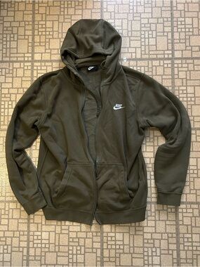 Nike Khaki Green Zip-Up Hoodie
